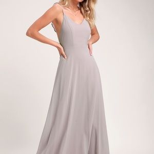 Lulu’s Meteoric Rise Light Grey Maxi Dress